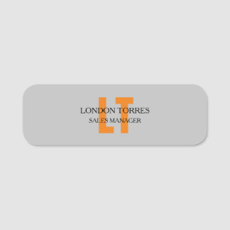 Porte-nom Gris gris monogramme attrayant