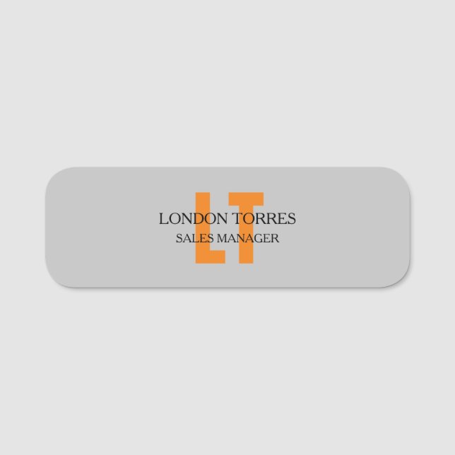 Porte-nom Gris gris monogramme attrayant (Devant)