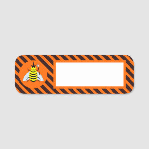 Porte-nom Halloween Magic Bee Witch Orange et Black Stripes