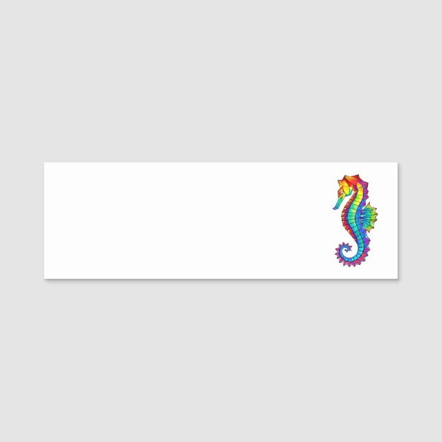 Porte-nom Hippocampe polygonal arc-en-ciel (Devant)