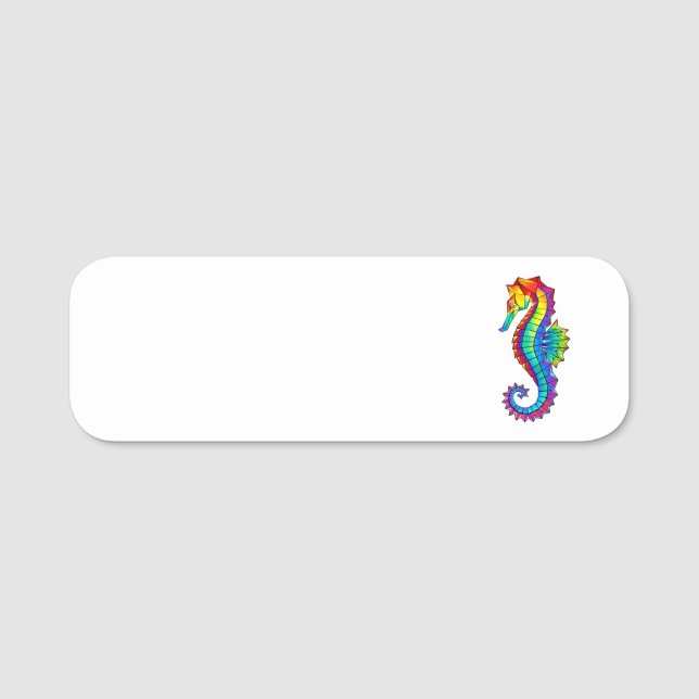 Porte-nom Hippocampe polygonal arc-en-ciel (Devant)