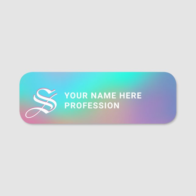 Porte-nom Holographique Wonderland | Monogramme (Devant)