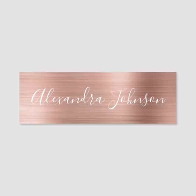 Porte-nom Huile d'or rose | Blush Pink Foil Moderne (Devant)