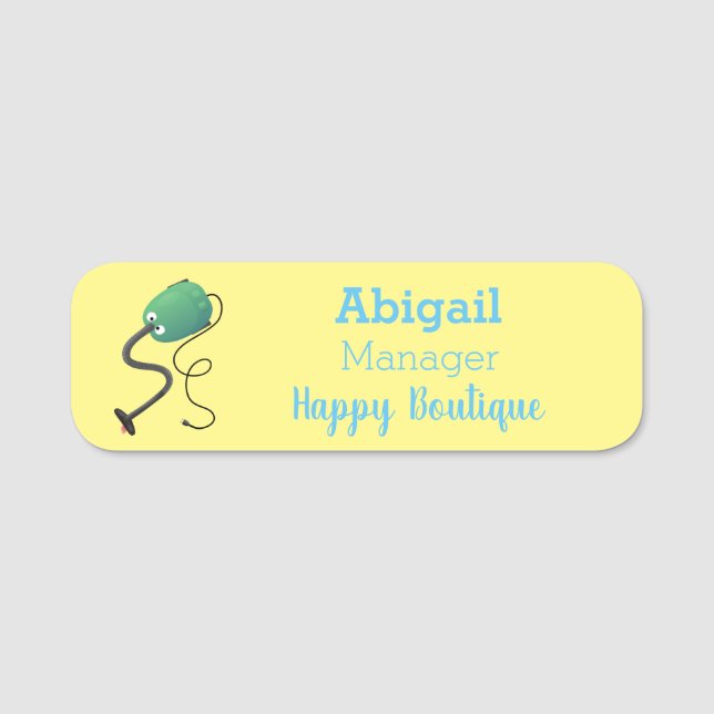 Porte-nom Humour de dessin animé de l'aspirateur mignon (Devant)