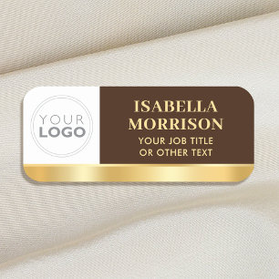 Porte-nom ID de l'employé Logo de l'entreprise Gold Brown