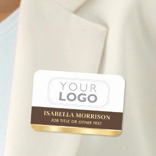 Porte-nom ID de logo de l'entreprise de l'employé Or Brown
