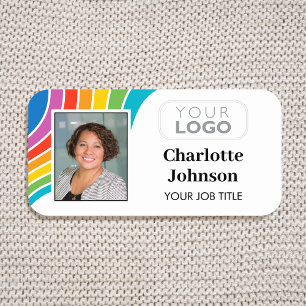Porte-nom ID photo du logo de l'employé Couleurs arc-en-ciel