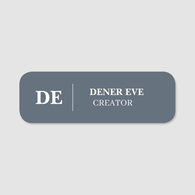 Porte-nom Identité moderne minimale monogramme bleu marine (Devant)