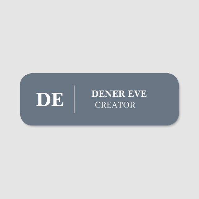 Porte-nom Identité Moderne Monogramme Bleu Marine Propre (Devant)