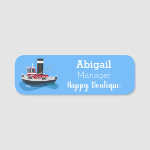 Porte-nom Illustration de bateau de pêche chalutier mignon e