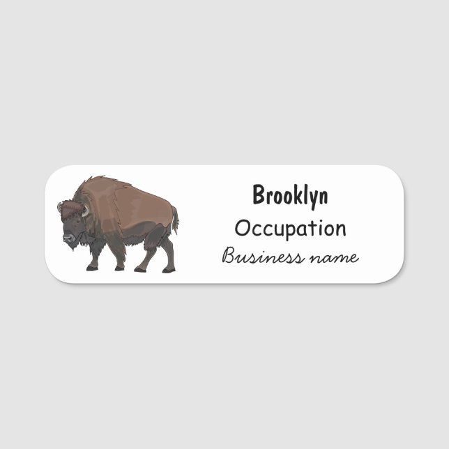 Porte-nom Illustration de bison (Devant)