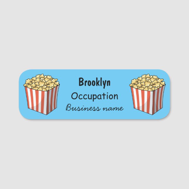 Porte-nom Illustration de dessin animé Popcorn (Devant)