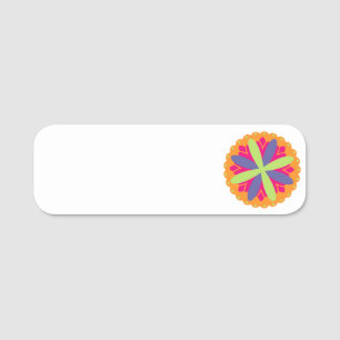 Porte-nom Illustration de formes florales orange