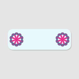 Porte-nom Illustration de formes florales violettes et roses