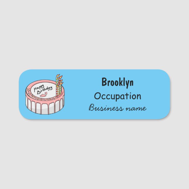 Porte-nom Illustration de gâteau d'anniversaire (Devant)