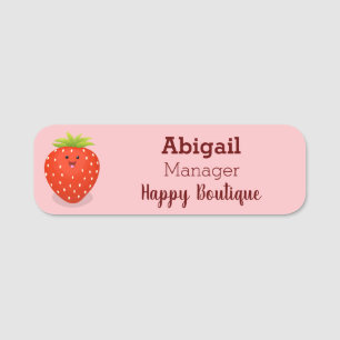 Porte-nom Illustration de la fraise Cute kawaii