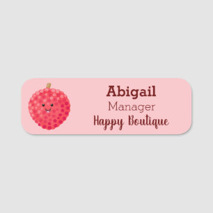 Porte-nom Illustration de litchee rose mignon