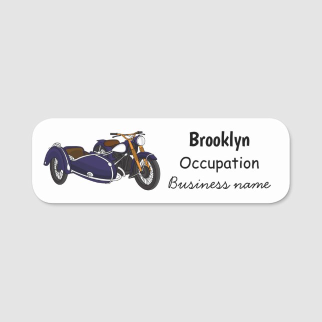 Porte-nom Illustration de moto pourpre Sidecar (Devant)
