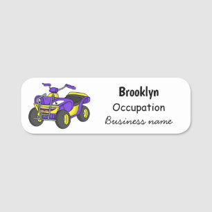 Porte-nom Illustration de moto Purple Quad