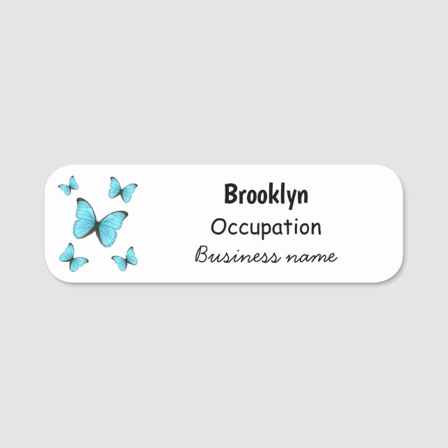 Porte-nom Illustration de papillons Morpho (Devant)