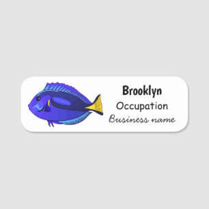 Porte-nom Illustration du poisson de la cuve bleue