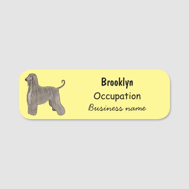 Porte-nom Illustration d'un chien hound afghan (Devant)