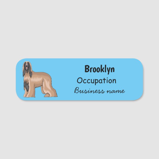 Porte-nom Illustration d'un chien hound afghan (Devant)