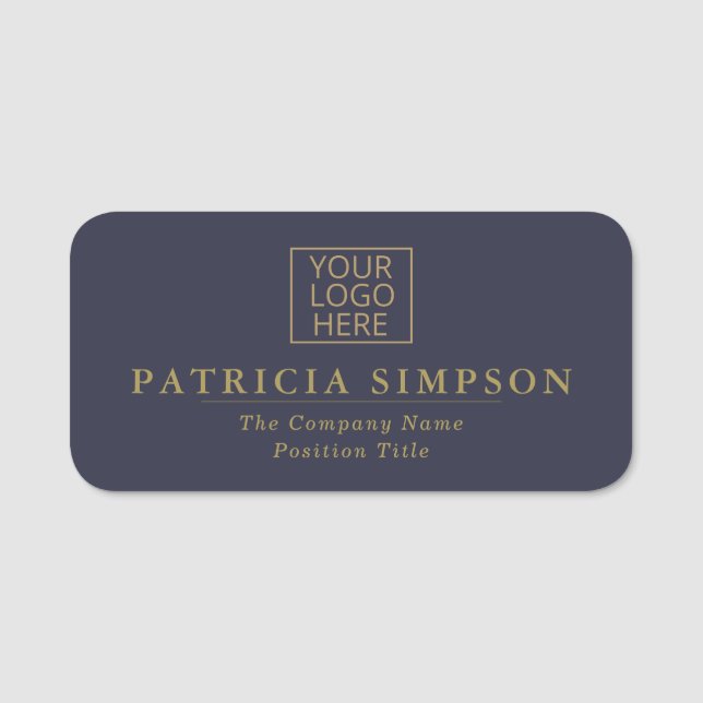 Porte-nom Indigo Dark Blue & Gold allie style et élégance (Devant)