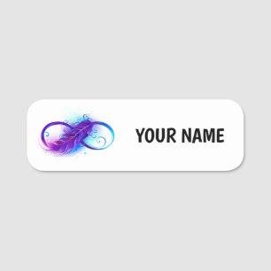 Porte-nom Infinity with purple feather