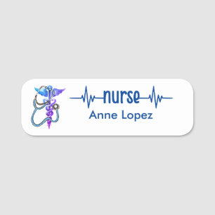 Porte-nom Infirmière inscrite Insigne RN Marine bleu rose mo