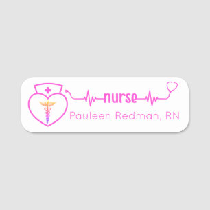 Porte-nom Infirmière inscrite RN Nom Classy Pink Modern