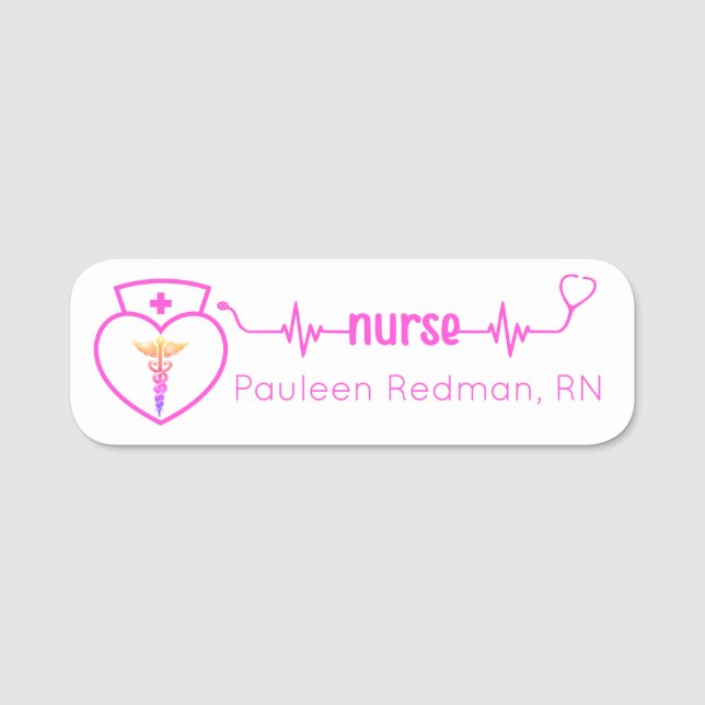 Porte-nom Infirmière inscrite RN Nom Classy Pink Modern (Devant)