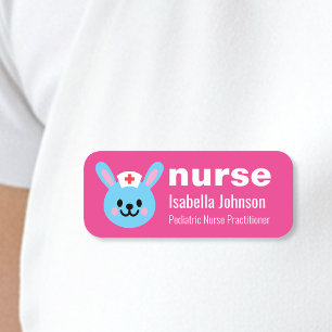 Porte-nom Infirmière Nom Personnalisé Lapin Rose Mignon