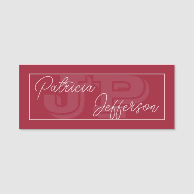Porte-nom Initiales de monogramme personnalisé rouge foncé u (Devant)