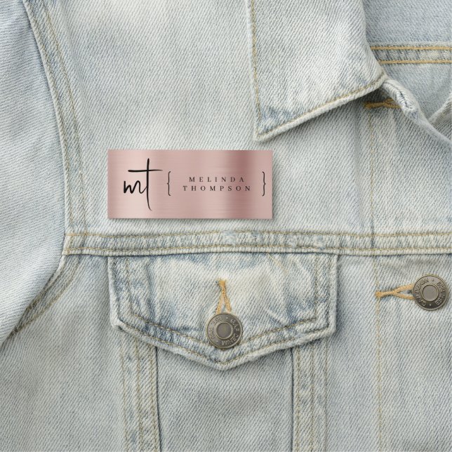 Porte-nom Initiales en or monogramme rose Typographie de scr (En situation)