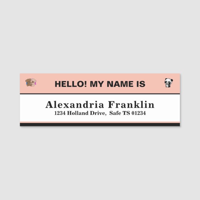 Porte-nom Insigne d'identification d'enfant garçon fille élè (Devant)