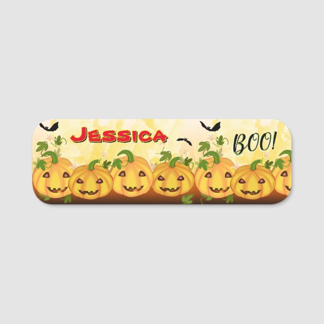 Porte-nom Jack-o'-lantern Citrouille Patch Halloween (Devant)