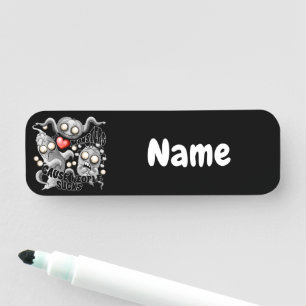 Porte-nom J'aime les monstres parce que les gens aiment les