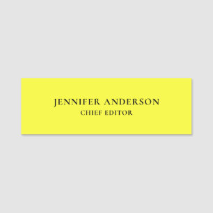 Porte-nom Jaune citron professionnel moderne minimaliste uni