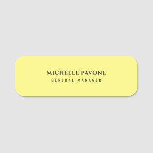 Porte-nom Jaune clair élégant simple ordinaire professionnel