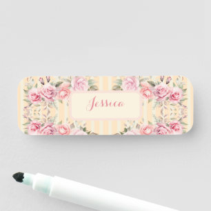 Porte-nom Jaune doux rayé