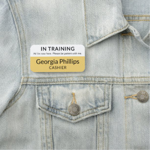 Porte-nom Jaune et blanc en formation Nouvel employé