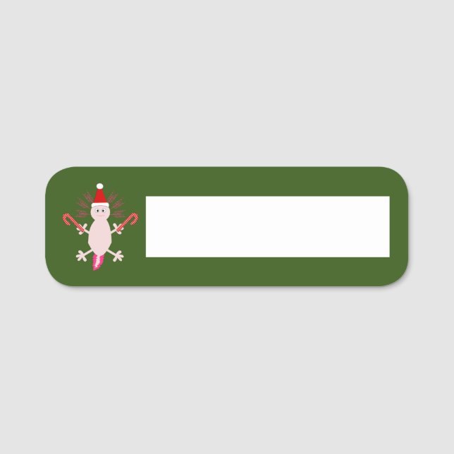 Porte-nom Joli Axolotl de Noël (Devant)