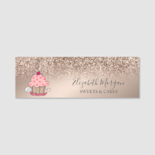 Porte-nom Joli Cupcake, Paillettes Rose Gold