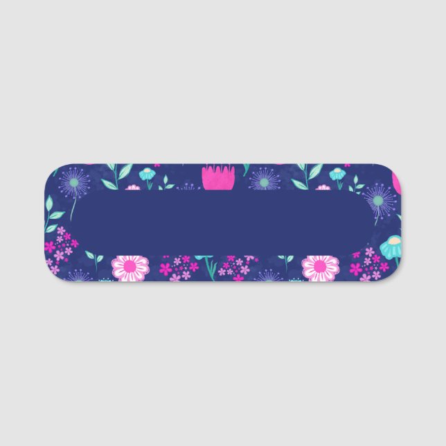 Porte-nom Joli motif floral de fond (Devant)