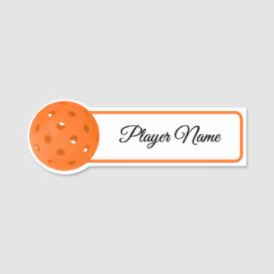 Porte-nom Joueur de Pickleball Balle de Pickleball Orange Pe