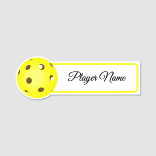 Porte-nom Joueur de Pickleball Balle Jaune Personnalisée