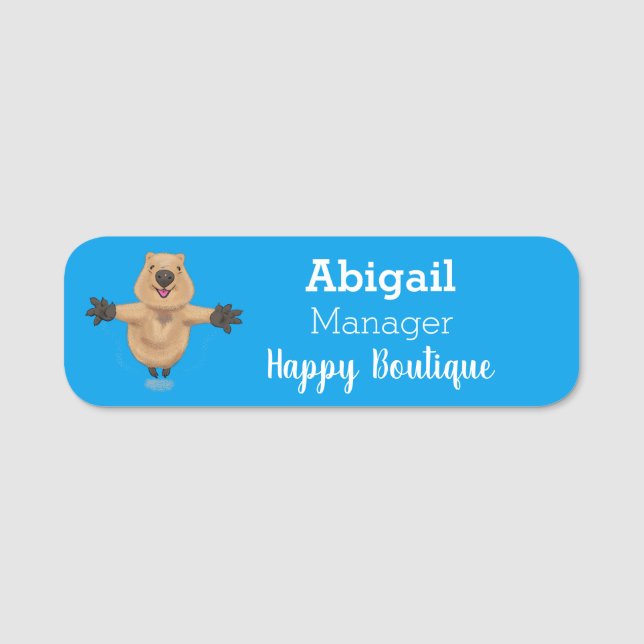 Porte-nom Joyeux sauter quokka dessin animé (Devant)