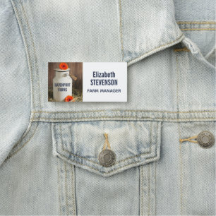 Porte-nom Jus de lait blanc rustique avec fleurs orange Phot