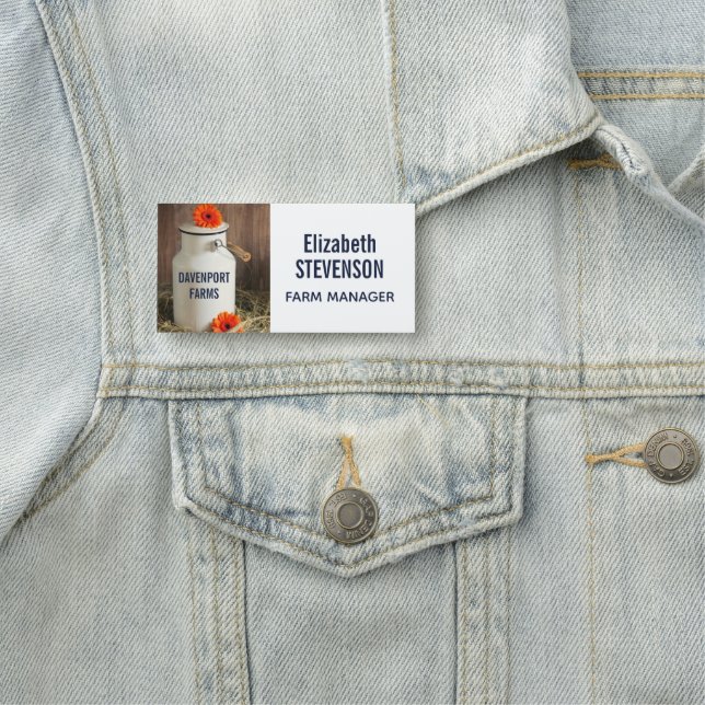 Porte-nom Jus de lait blanc rustique avec fleurs orange Phot (En situation)